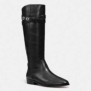 Coach Black Leather Linette Riding Boots
